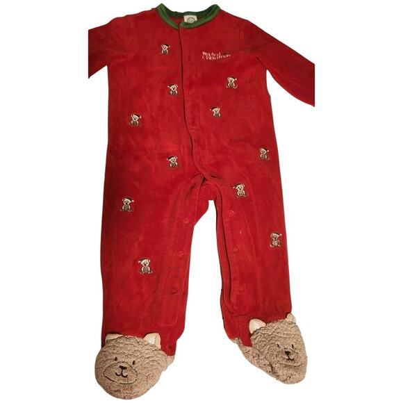 Little Me Baby Boy Holiday Bear Velour Footie Sleeper Outfit Christmas 9mos- Mc1 - Picture 1 of 7